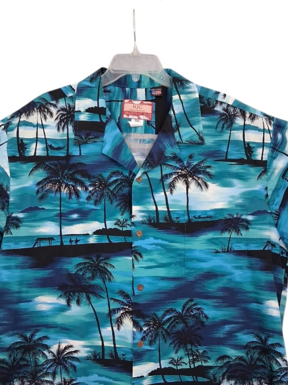Made in Hawaii | Blue Hawaiian Print Button Front Shirt | Sz 3XL